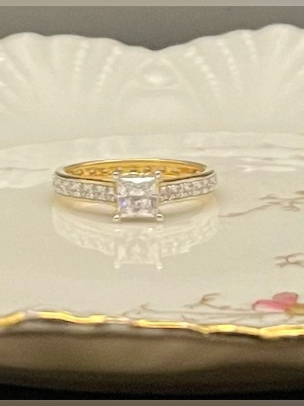 NWT HSN absolute cz gold vermeil princess cut eternity ring size 10 - Picture 11 of 12